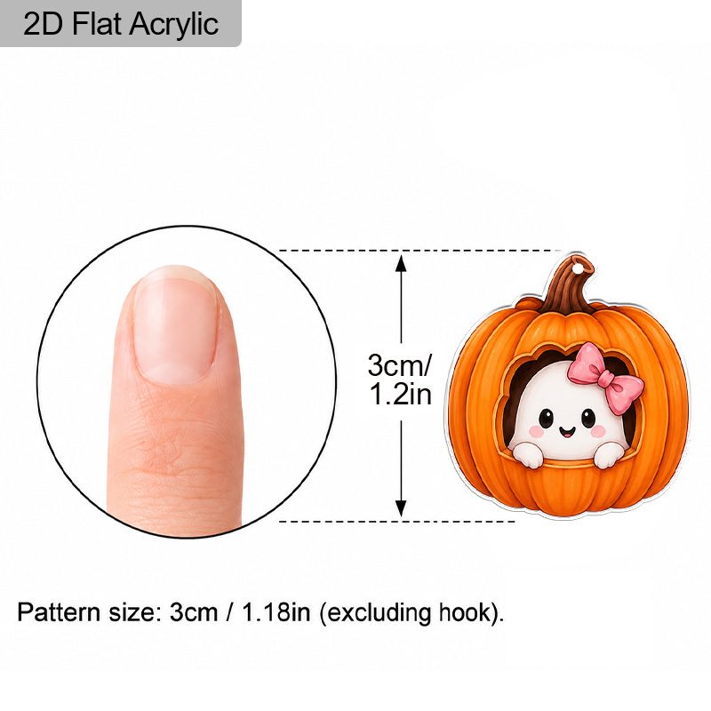 Cute Bow Ghost Inside Pumpkin Acrylic Dangle Earrings